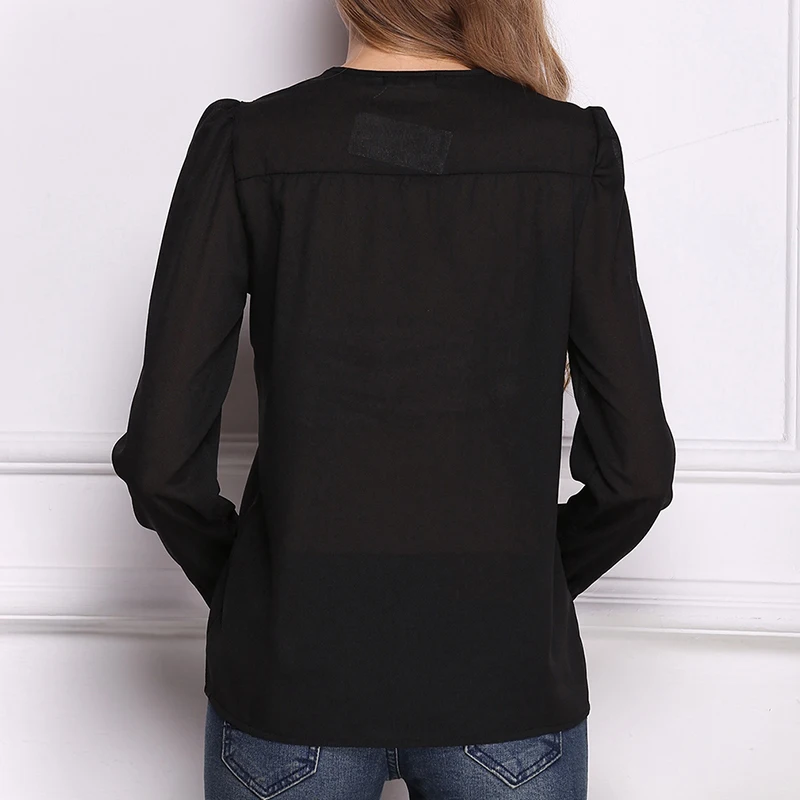 Горячая Распродажа Женская Однотонная рубашка с v образным вырезом и