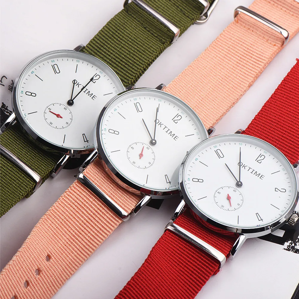 Часы OKTIME мужские и женские повседневные аналоговые кварцевые из холщовой