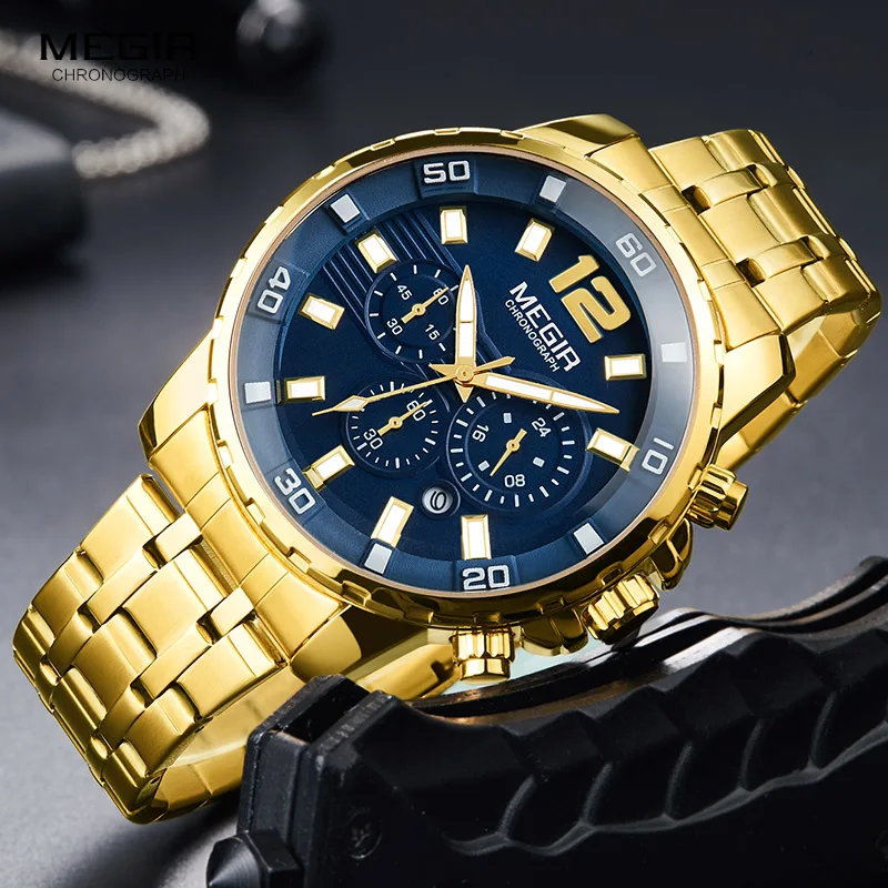 MEGIR Chronograph Quartz Men Watch Top Brand Luxury Army Military Wrist Watches Clock Relogio Masculino Business Wristwatch | Наручные