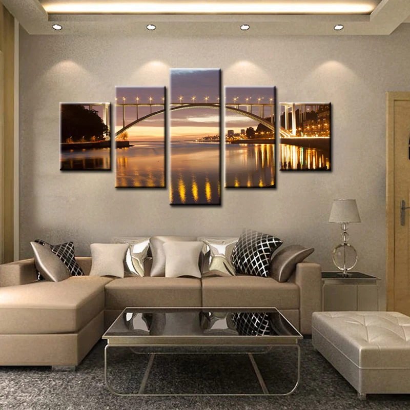 Картина на холсте Ночной мост для гостиной 5 шт.|picture for living room|wall picturespainting picture |