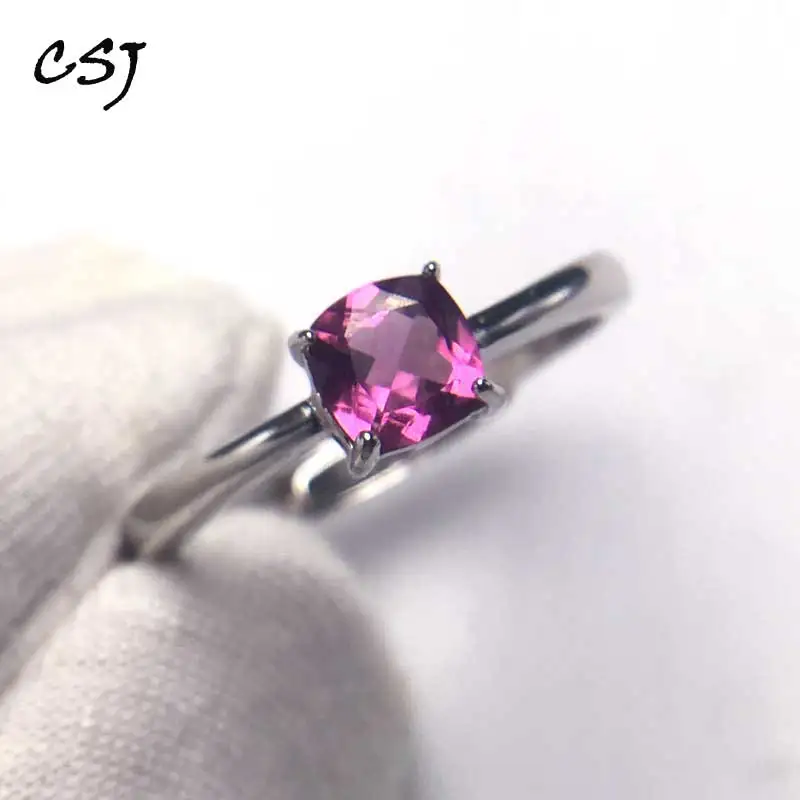 Женское кольцо из родолита с натуральным гранатом CSJ ювелирное изделие