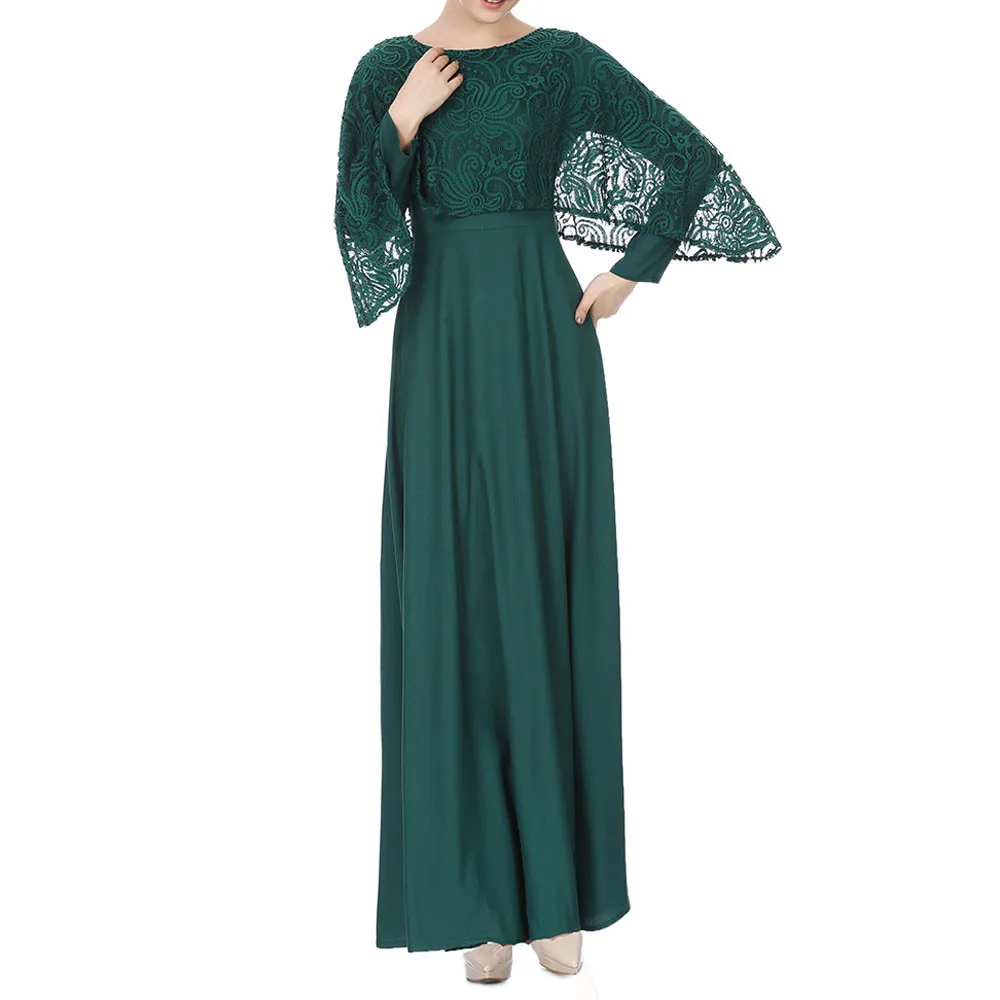 Женский мусульманский Кафтан абайя jilbaw длинный рукав кружева Длинное Макси