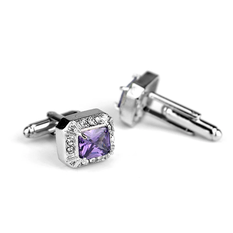Фиолетовые эмалевые ювелирные запонки для рубашки во Франции качественные