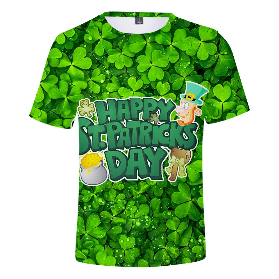 Новая мода пары мужчин и женщин унисекс День Святого Патрика Забавные футболки 3D