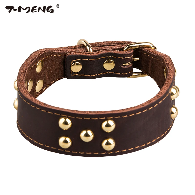 T MENG ошейник из натуральной кожи для питомца собаки Шипованный гриб ногтей Starp