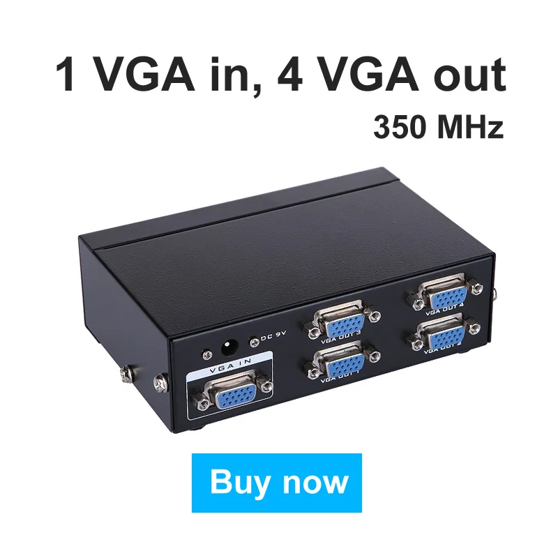 Разветвитель видеосигнала MT-VIKI 350 МГц VGA, 1 вход на 4 вывода, поддержка 1 шт., 4 широкоформатных ЖК-монитора Maituo 3504