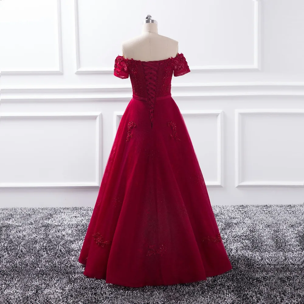 

2021 Burgundy Evening Dresses Long Sweetheart Applique Beaded Floor Length Saudi Arabic Evening Gowns Women Formal