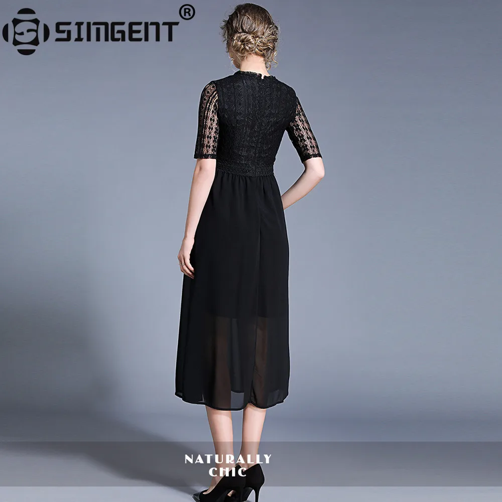 Женское шифоновое платье Simgent длинное трапециевидной формы с коротким рукавом