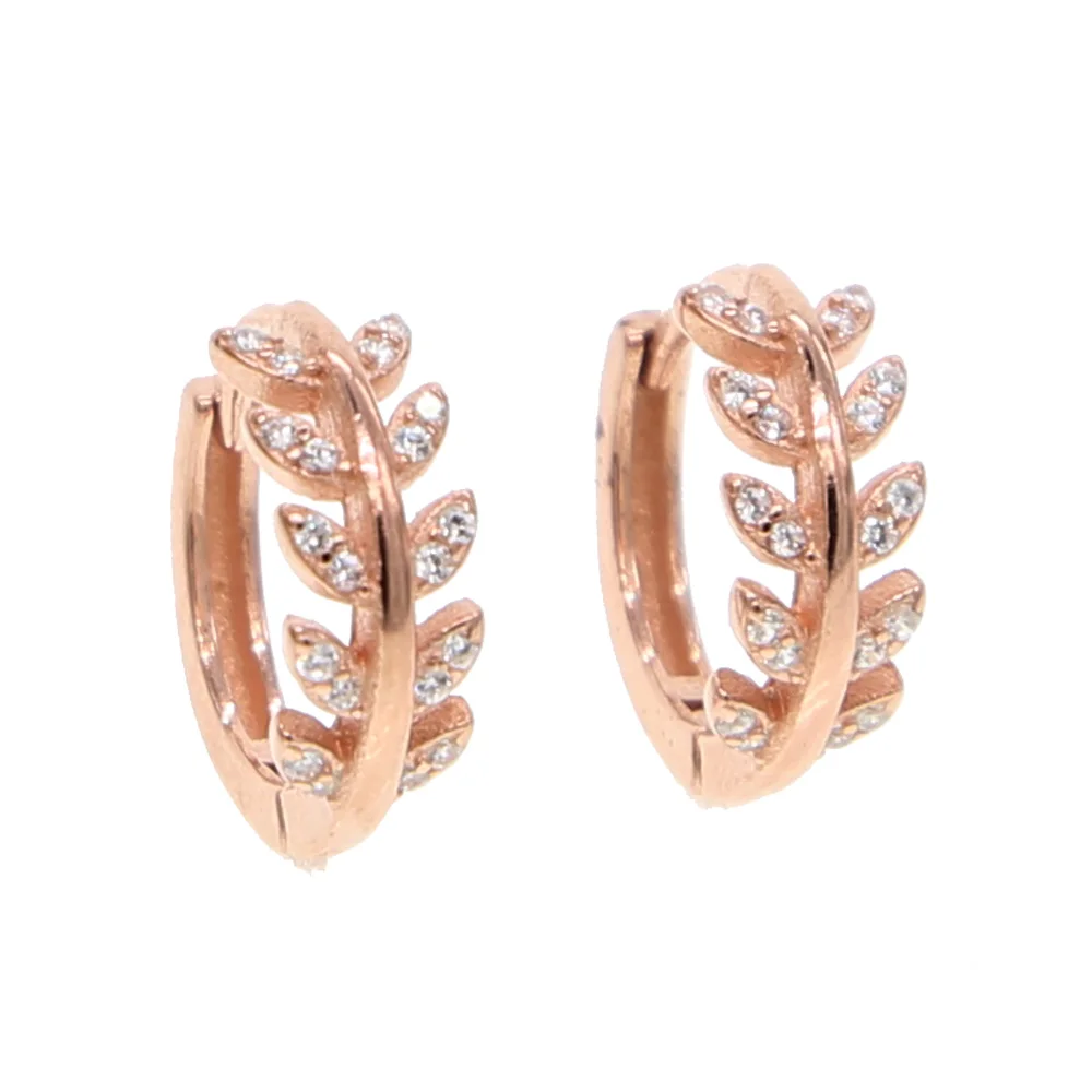 2019 Plant Earings Brincos Top Fashion Real 925 Sterling Leaf Stud Earrings With Cz For Tiny Bridal Wedding Jewelry Women Olive | Украшения