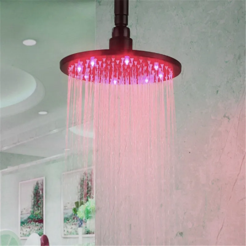 8 дюймов Круглый дождь насадка для душа с 3 цвета Температура чувствительной Led