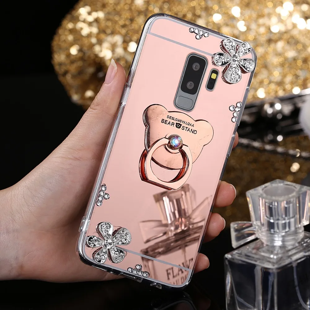 Чехол для Samsung Galaxy S9 мягкий силиконовый зеркальный чехол с алмазным блеском S10 Plus