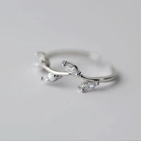 genuine silver plated jewelry korean version of the beautiful tree branches open crystal rings r064