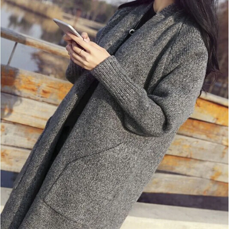 Женский Длинный свитер кардиган свободный Кардиган большого размера модель 2019 - Фото №1