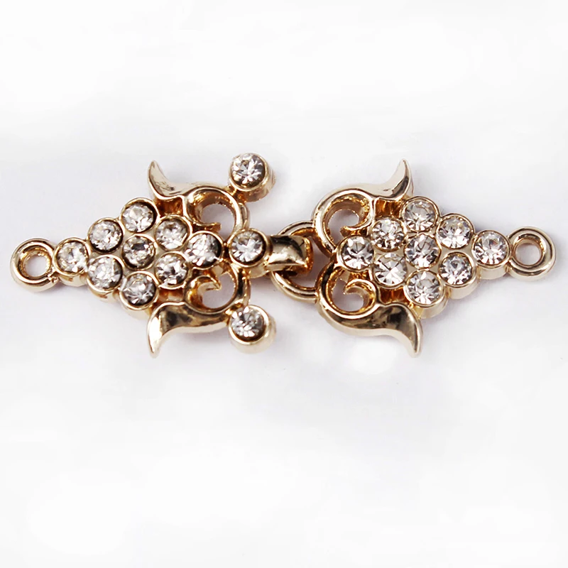 20 комплектов застежек соединителей Стразы Кристальные пуговицы золотой тон