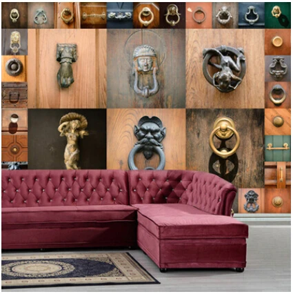 Mural Ностальгию старинные моды кнопку mural ктв 3D обои гостиной телевизор стены
