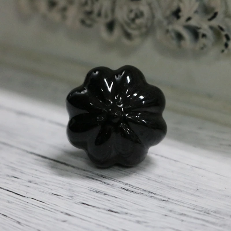 

10PCS Dia 35mm Black Pumpkin Ceramic Kitchen Cabinet Knobs Cupboard Door Dresser Drawer pulls Handles Bedroom Furniture knobs