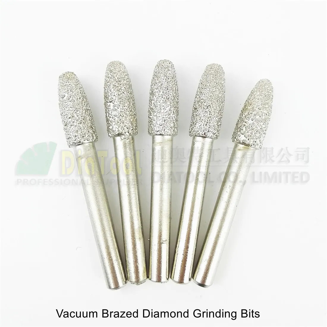 DIATOOL 5pcs #15 Vacuum Brazed Diamond Grinding Bits Mounted Points 6mm Shank 8X20mm Burrs Engraving|mounted point|grinding bitdiamond grinding bit |