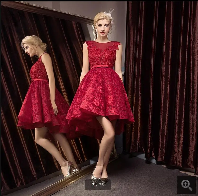 2017 модное короткое Кружевное платье для выпускного вечера с открытой спиной