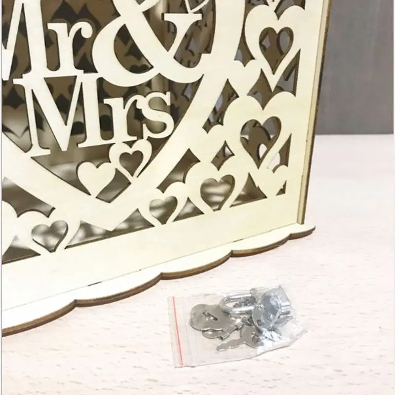 Mr Mrs коробка для приглашения на свадьбу деревянная коробка для денег с замком подарочные коробки для хранения для дня рождения Свадебные украшения 2 размера