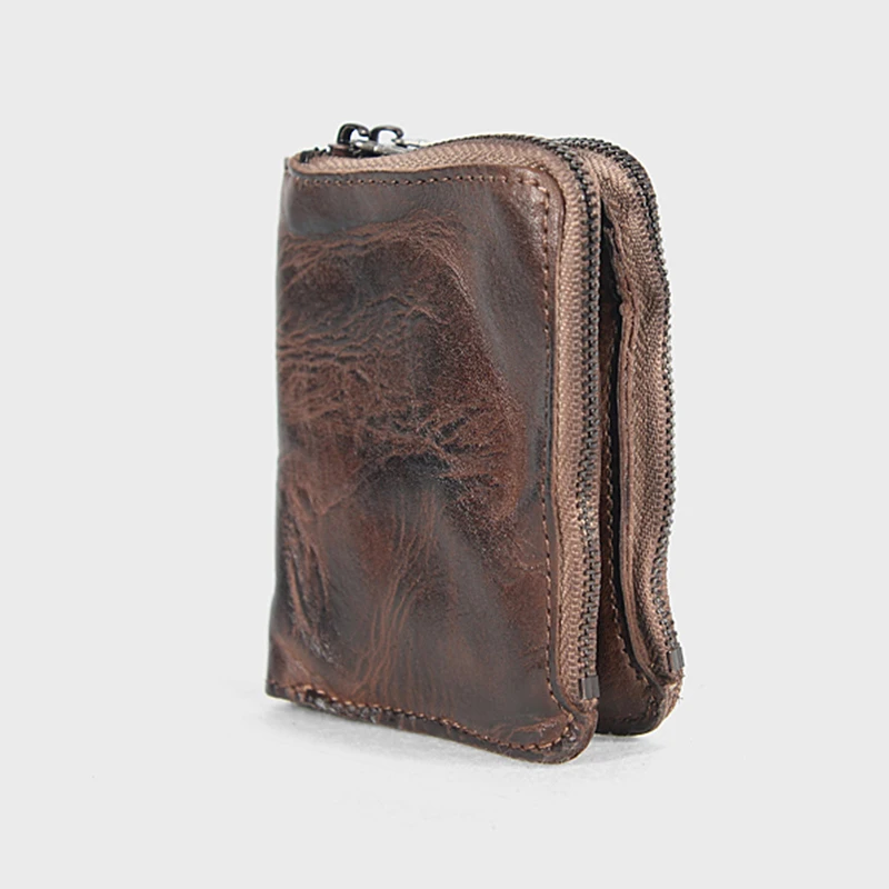 Короткий кошелек из 100% натуральной кожи для мужчин и женщин винтажные бумажники