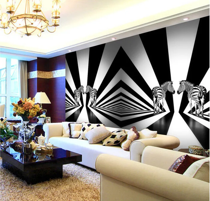 

The custom 3D murals,Modern simplicity and black and white zebra art abstract mural,living room sofa TV wall bedroom wall paper