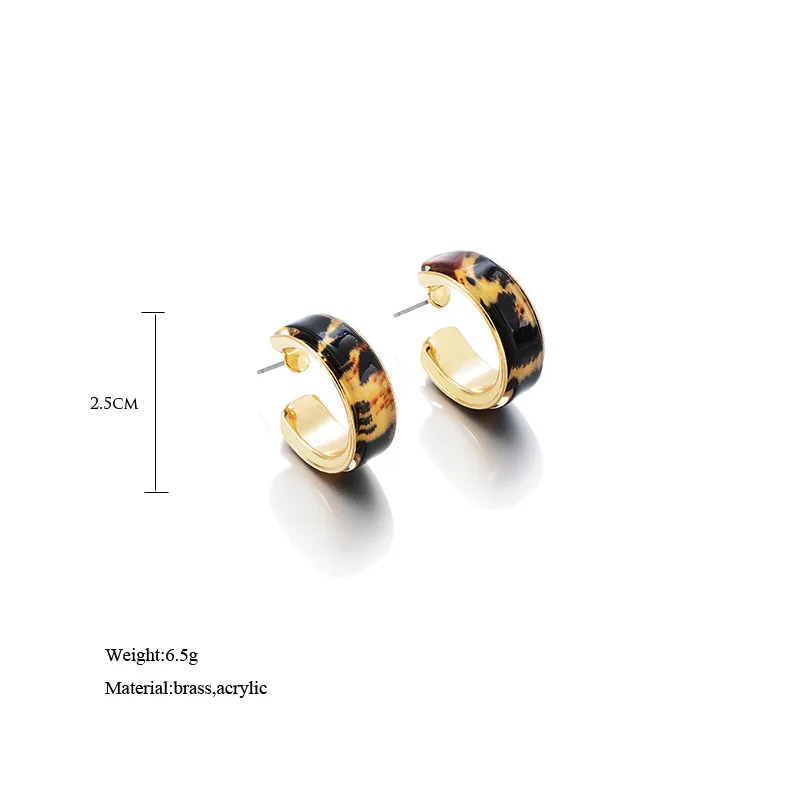 Новая смола акриловые круглые C леопардовые серьги из сплава в стиле бохо