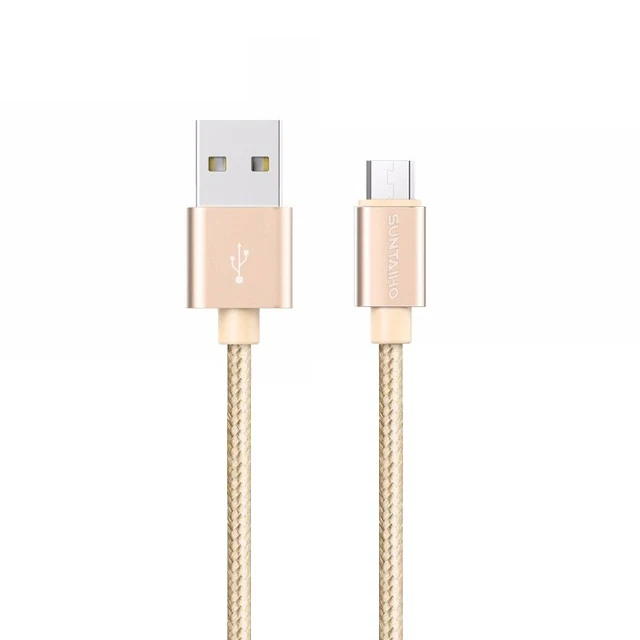 [Купить 1 получить 1] Suntaiho Быстрая Зарядка Micro USB кабель для samsung s7 Нейлон Micro USB кабель для передачи данных для мобильного телефона Android для Xiaomi - Цвет: Nylon Gold