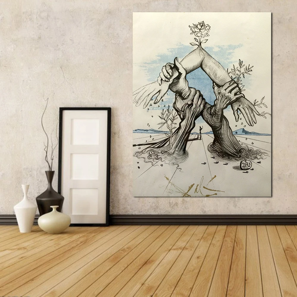 

JQHYART Abstract Canvas Art Wall Pictures For Living Room Salvador Dali Painting Home Decor Modern No Frame