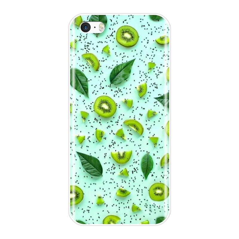 Чехол из ТПУ для iPhone 5C 5S SE 5 S силиконовая Мягкая задняя крышка с зелеными фруктами