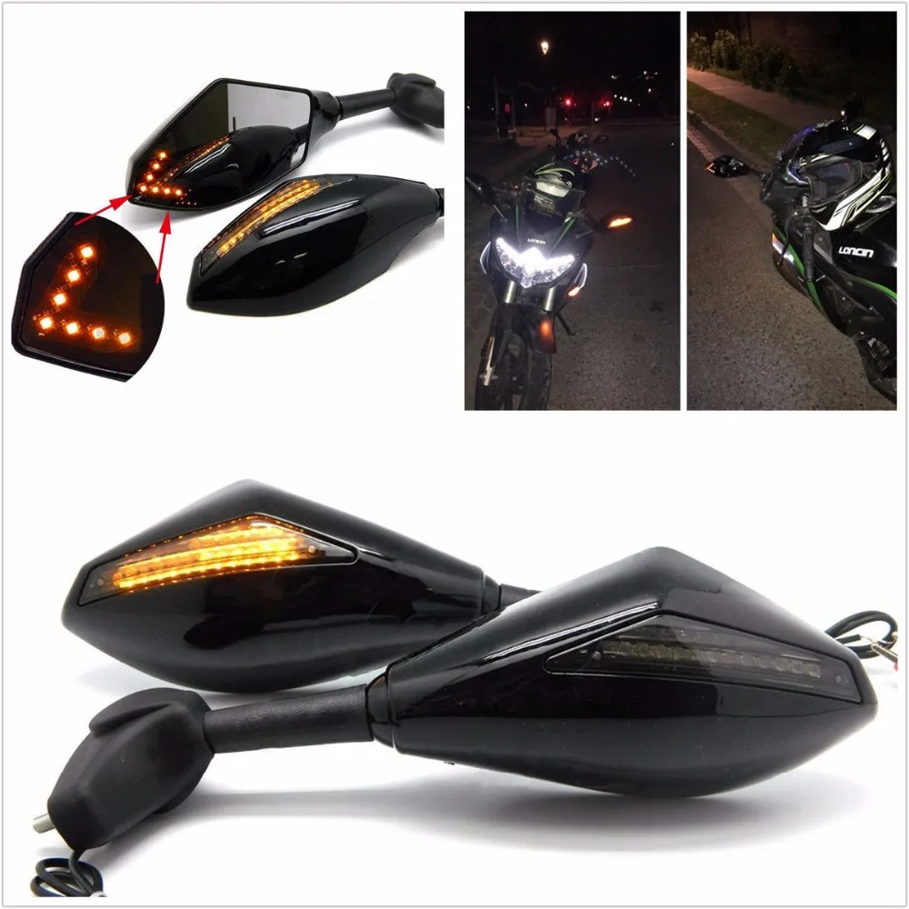 1 пара светодиодный сигнал поворота встроенные зеркала для Honda CBR 600 1000 RR Suzuki GSXR