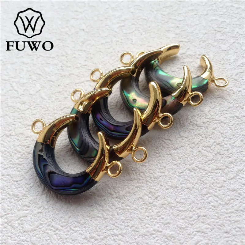 Коннектор Полумесяца FUWO Abalone с золотым наполнителем 24 К модная двойная подвеска