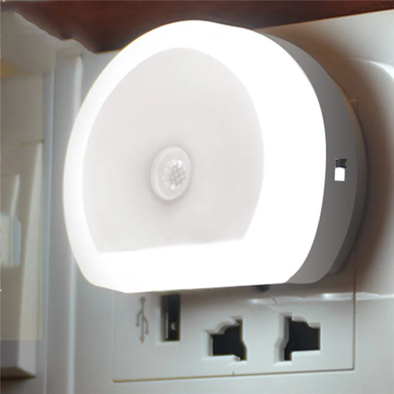 

Round night light AC 110-240V Light Sensor Control led night lamp dual USB night light for living room bedroom wall lamp
