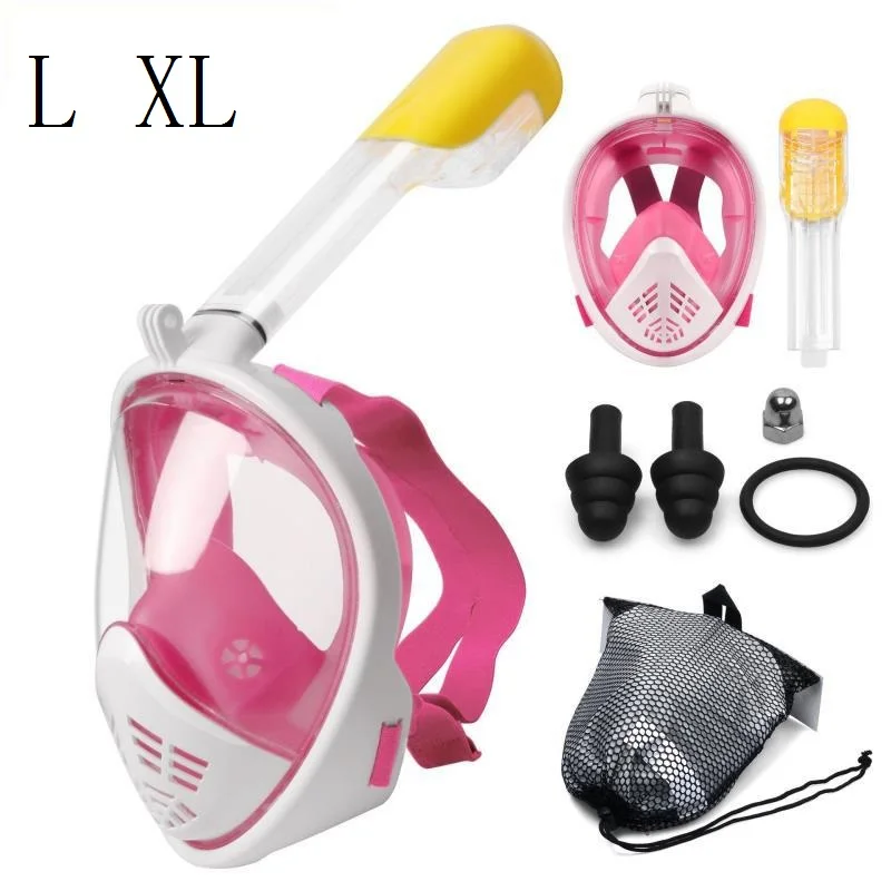 Pink L XL Набор масок для подводного плавания с полным лицом, маска для подводного плавания Mergulho, Подводная маска для плавания, тренировочная маска для камеры Gopro - Цвет: Pink L XL
