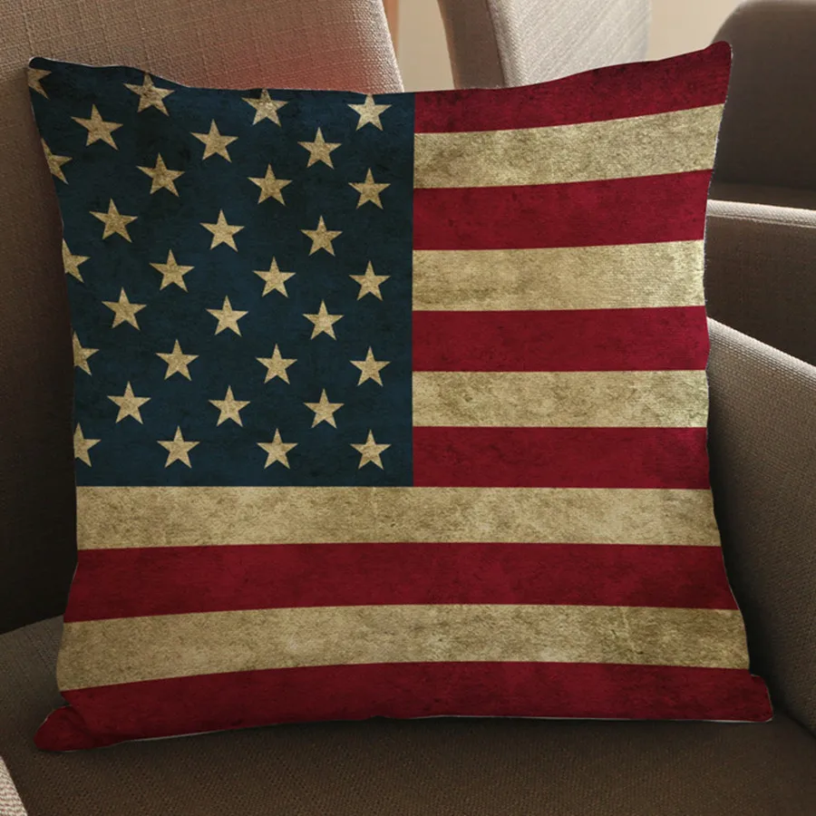 Чехол для подушки с американским флагом хлопковый льняной чехол домашний