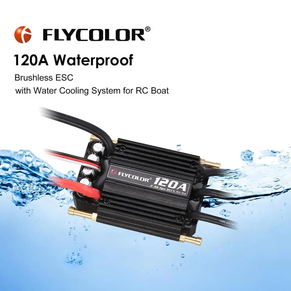 120A FLYCOLOR 2-6S 120A150A водонепроницаемый бесщеточный ESC Регулятор скорости для RC лодки с BEC 5,5 V/5A система водяного охлаждения - Цвет: 120A