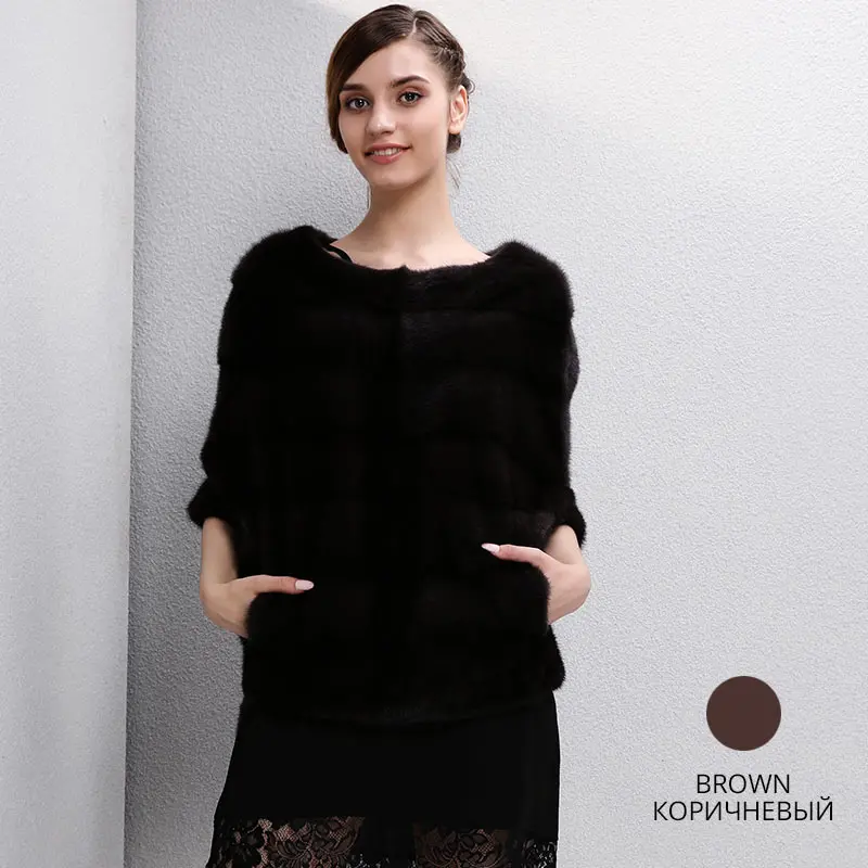 Осенние и зимние новые модные тонкий норковая шуба женская Меховые Пальто короткие норки пальто с мехом с круглым вырезом меховой зимний дворец - Цвет: BROWN