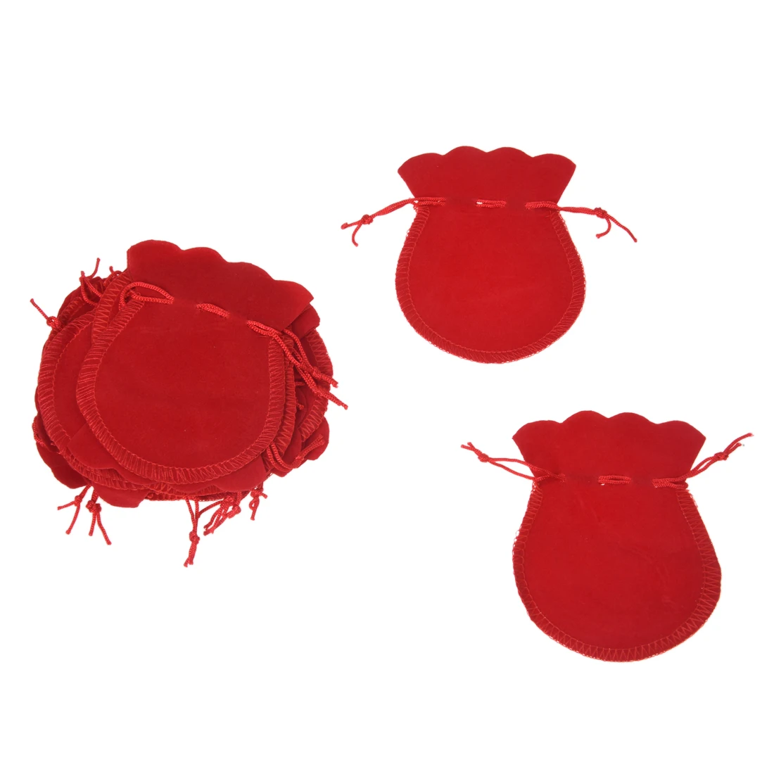 

20 Red Velvet Oval Ring Earrings Wedding Present Gift Favor Bag Pouch