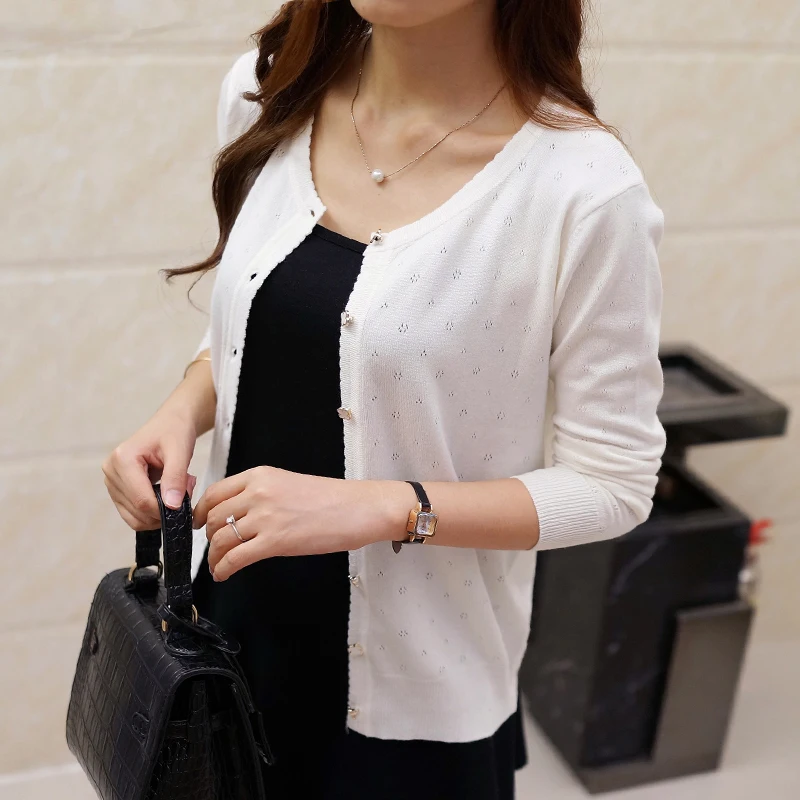 MLXSLKY Spring women's knit cardigan sweater lady short paragraph loose spring and autumn new students womens |