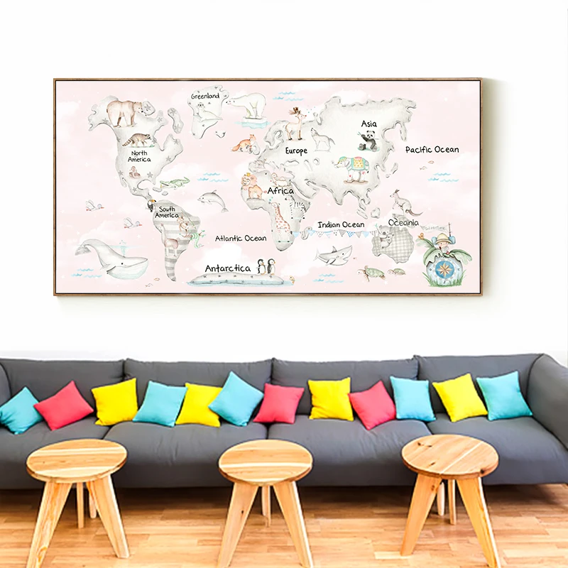 Printed Poster Canvas Painting Art Print Picture Wall Modern World Map For Bedroom Home Decor Nordic | Дом и сад