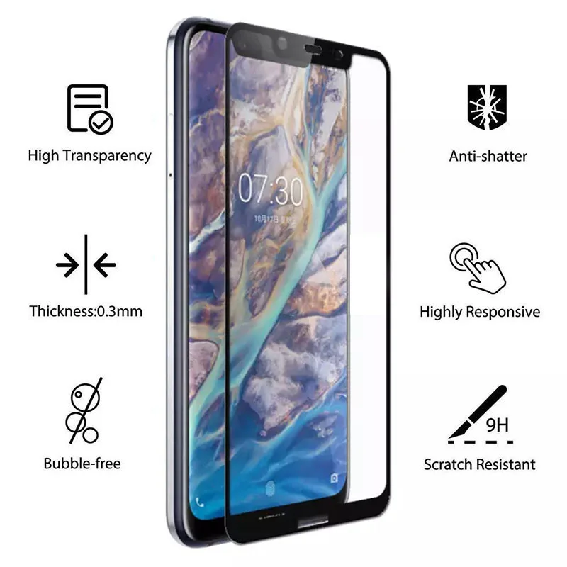 9D полное покрытие из закаленного стекла для nokia 8 1 7 plus 9 9H протектор экрана glas