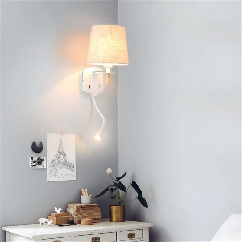Настенный светильник простой современный регулируемый из ткани|led wall light fixture|wall