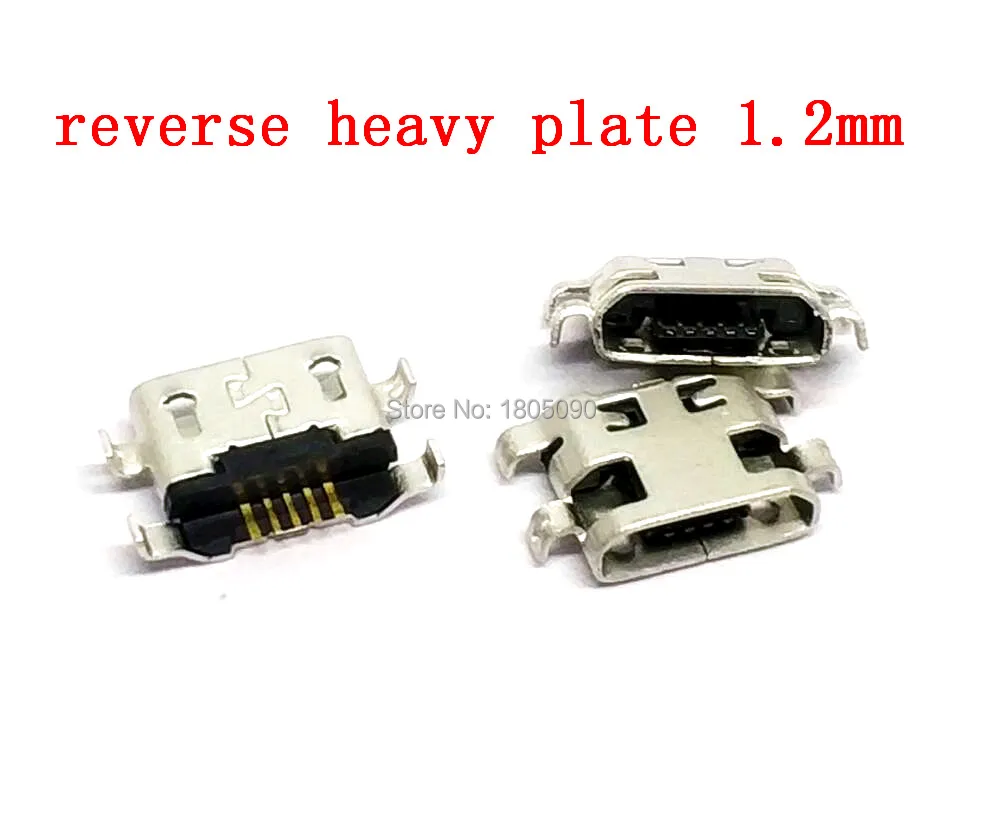 Коннектор Micro USB 5pin с обратной тяжелой пластиной 1 2 мм плоский без закручивания