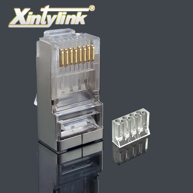 Xintylink cat6 rj45 разъем ethernet Кабельный экранированный позолоченный сетевой stp rj 45 8p8c cat