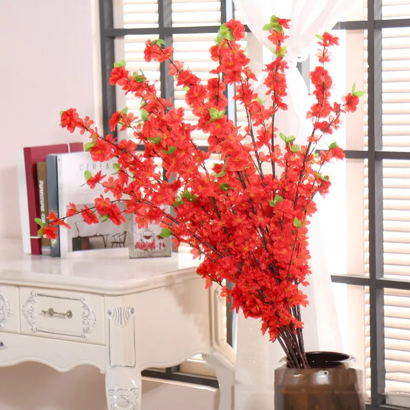 Good Luck Simulation Big Peach Flower Living Room Arrangement Floor Decoration Artificial 60 Cherry Branch | Дом и сад