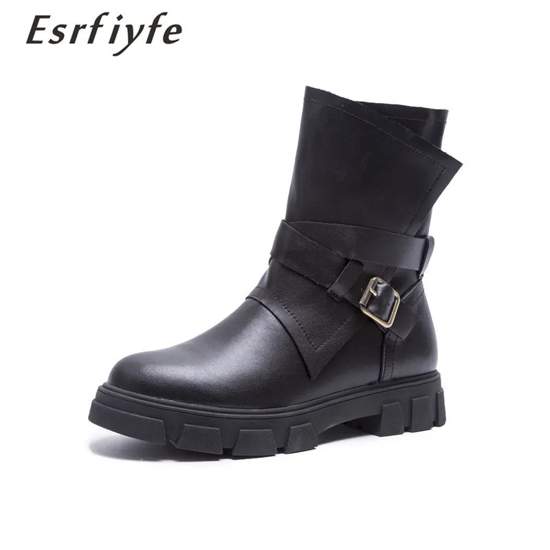 ESRFIYFE/2019 г. новые женские ботинки из натуральной кожи в европейском стиле до