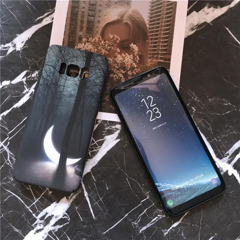 Чехол CAPAME для Samsung S8 жесткий пластиковый светящийся чехол с Луной Galaxy S9 Plus S7 Edge Note 8