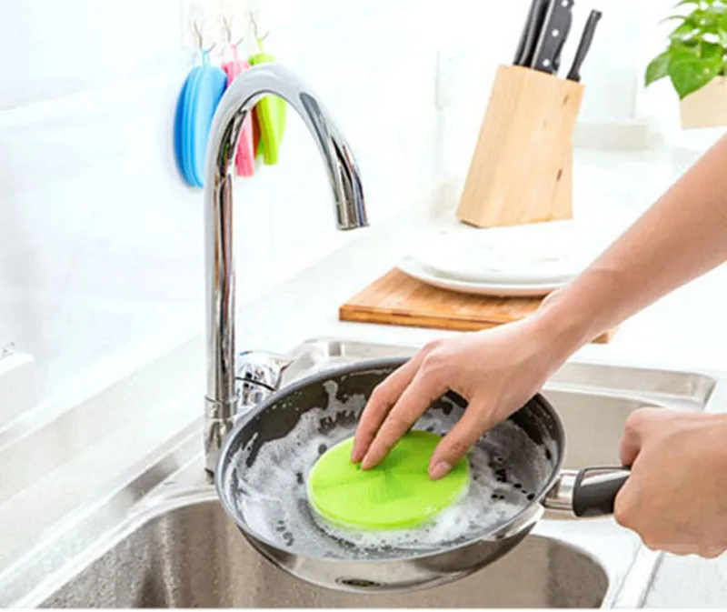 1PC Magic Cleaning Brushes Soft Silicone Dish Bowl Pot Pan Cleaning Sponges Scouring Pads Cooking Cleaning  Color Random images - 6