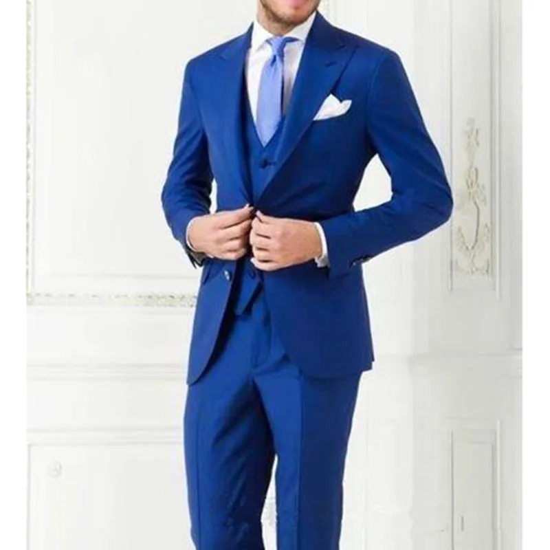 2018 Королевский синий костюм мужские деловые смокинг для мужчин Ternos Masculinos Slim Fit