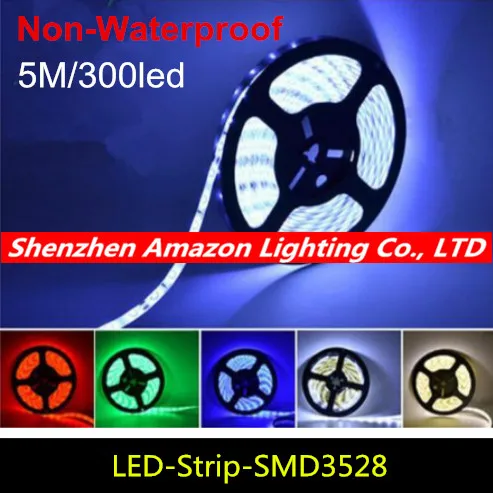 

New Arrival 5M 300Leds Non-waterproof RGB Led Strip Light 3528 SMD DC12V Flexible Light Led Ribbon Tape Home Decoration Lamp