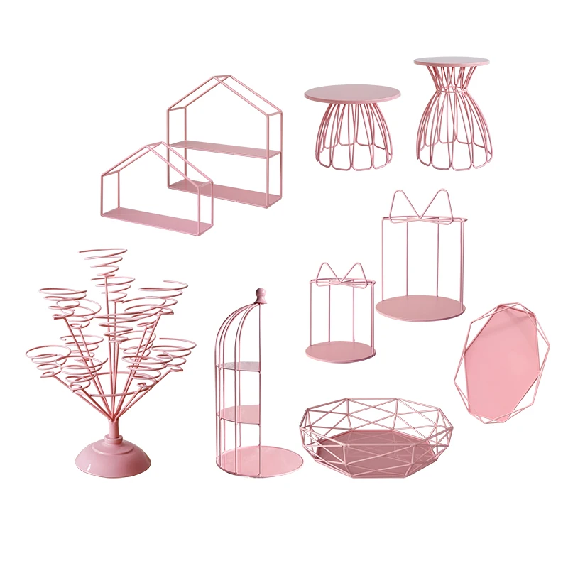 

SWEETGO Pink Cake Stand Cupcake Holders Tray Birdcage Birthday Tools Home Decoration Candy Bar Dessert Table Party Supplier